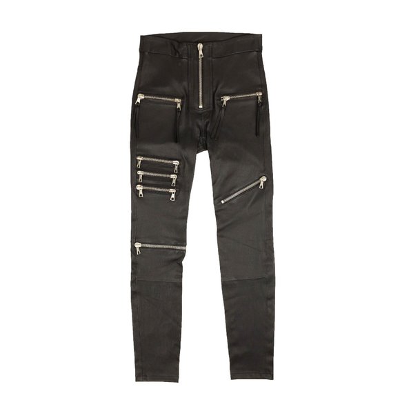 UNRAVEL PROJECT Black Leather Zipper Skinny Pants Size 25 $2240 - Picture 1 of 4